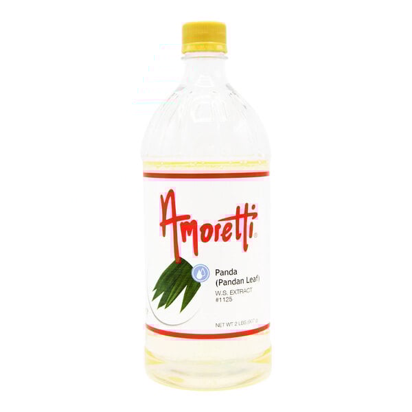 A bottle of Amoretti Pandan Leaf Extract with a label.
