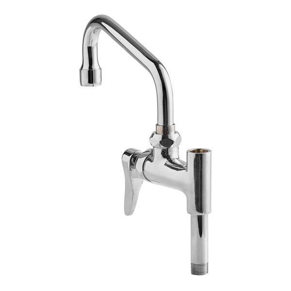 A close-up of a silver T&S pre-rinse add on nozzle.