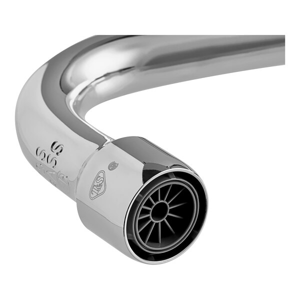 A chrome plated T&S add on nozzle for a pre-rinse faucet.