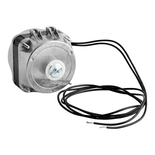 An evaporator fan motor with attached wiring.