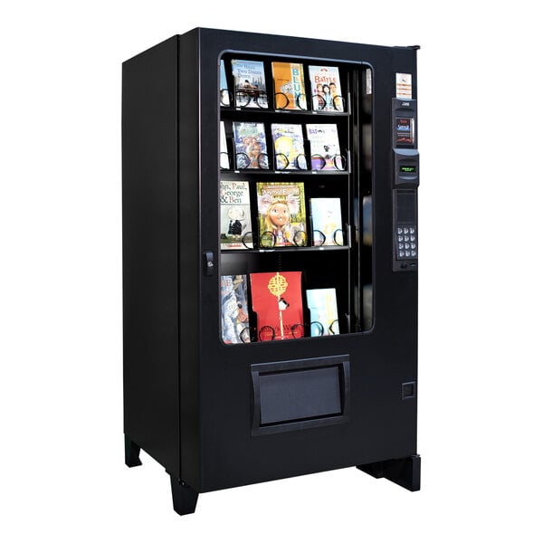 An AMS Book Vendor vending machine with books inside.
