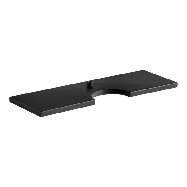 A rectangular black matte surface-mount beer drip tray with a 4-inch column cutout.