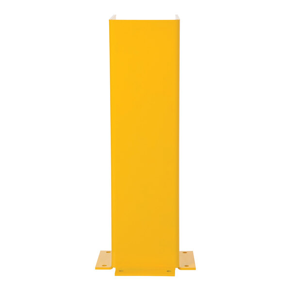 A yellow steel gantry or jib guard with a rectangular shape and mounting base.