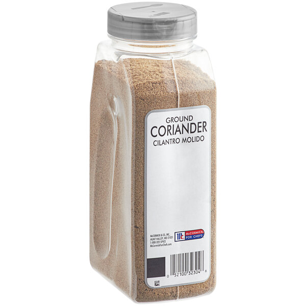 A case of McCormick Culinary Ground Coriander containers.