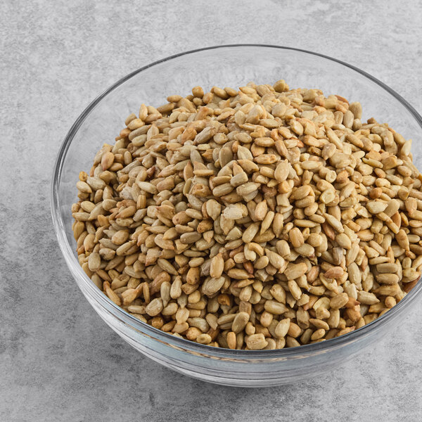 A bowl of Hometown Provisions Roasted and Salted Sunflower Seeds.