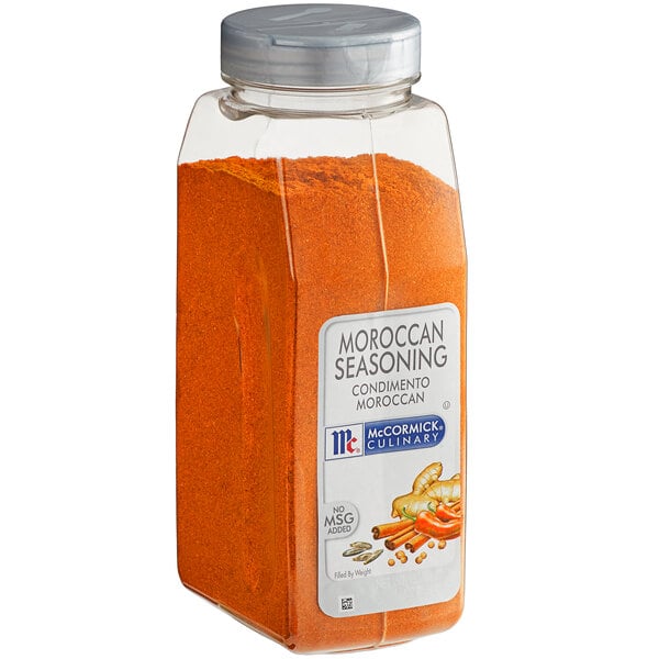 A case of McCormick Moroccan Seasoning jars on a white surface.