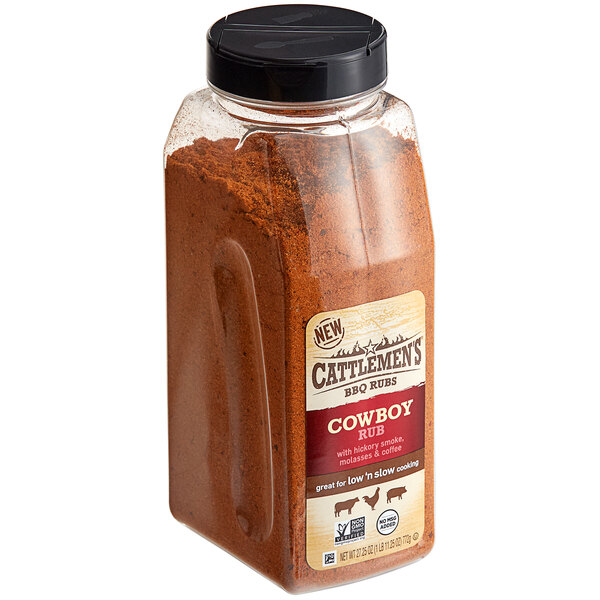 A container of Cattlemen's Cowboy BBQ Rub.