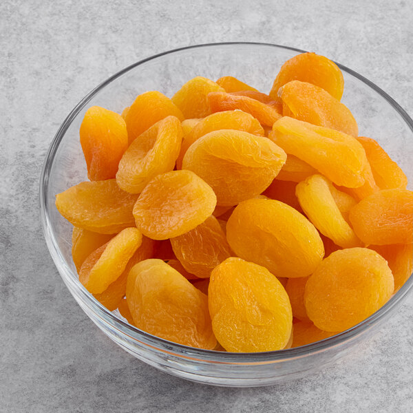 A bowl of Hometown Provisions dried apricots.