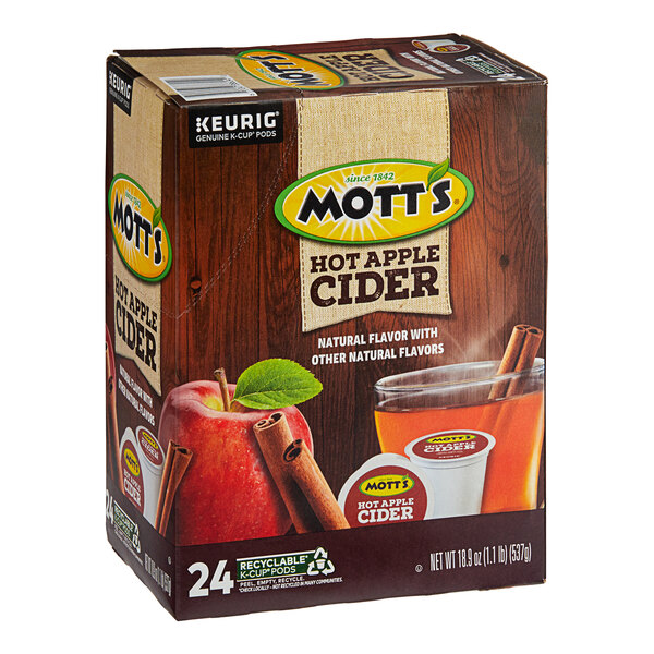 A box of Mott's Hot Apple Cider K-Cup Pods.
