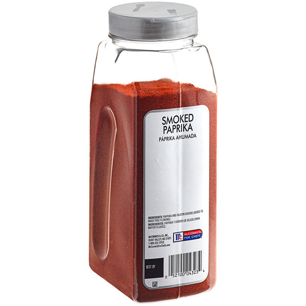 A case of McCormick Culinary Smoked Paprika with red powder in a bottle.