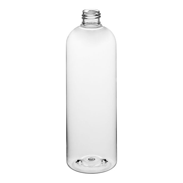 A clear plastic Cosmo Bullet bottle with a spiral opening.