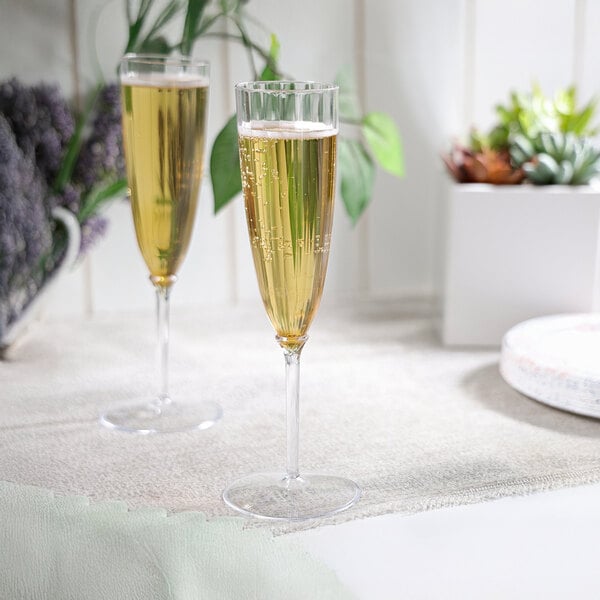Posh Setting 6 oz. Clear 1-Piece Plastic Champagne Flute - 96/Case