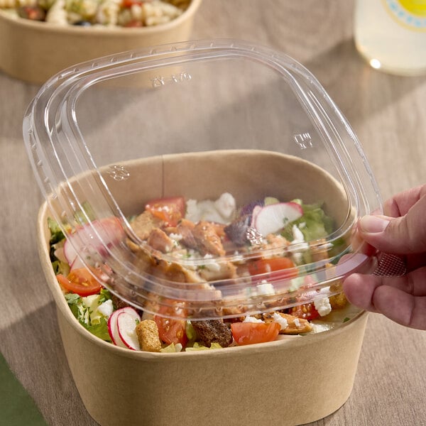 Choice 24-50 oz. Square PET Take-Out Lid - 50/Pack