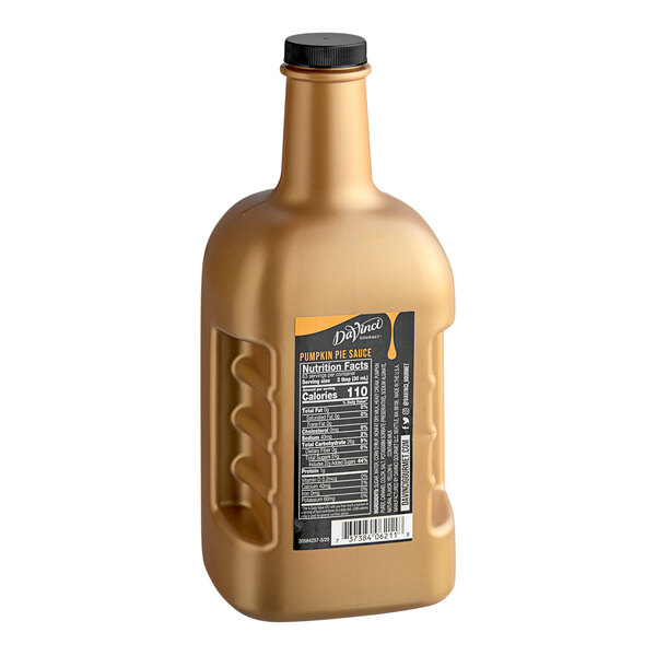 A bottle of DaVinci Gourmet Pumpkin Pie flavoring sauce with a black label on a white background.