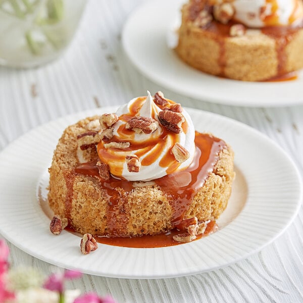 A dessert on a plate with DaVinci Gourmet Pumpkin Pie flavoring sauce.