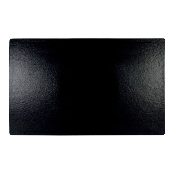 A black rectangular G.E.T. Enterprises Bugambilia metal platter.