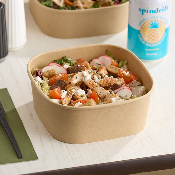 Choice 40 oz. Square Kraft PE-Lined Microwavable Take-Out Container - 50/Pack