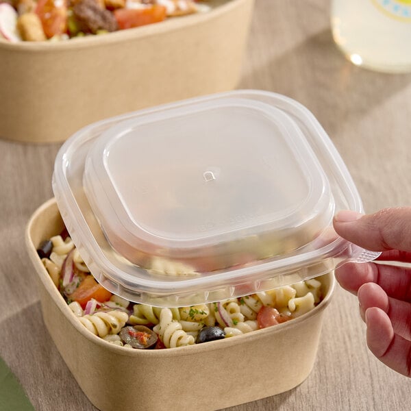 Choice 16 oz. Square Polypropylene Take-Out Lid - 50/Pack