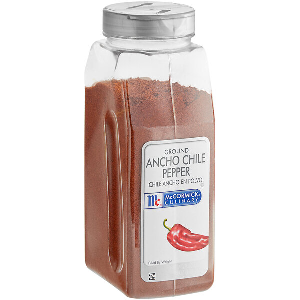 A case of McCormick Culinary Ground Ancho Chile Pepper on a white background.