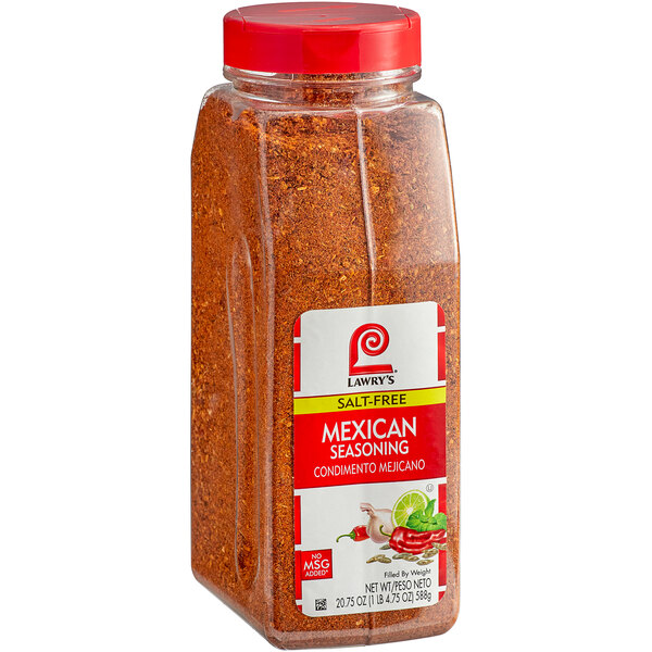 A Lawry's jar of Salt-Free Mexican Seasoning.