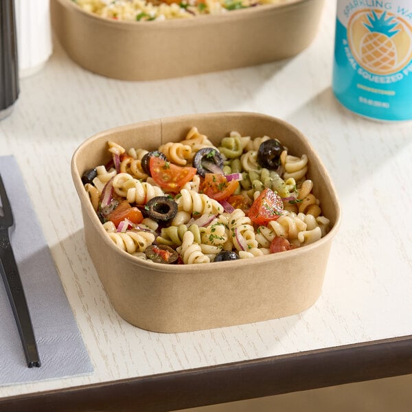 Choice 16 oz. Square Kraft PE-Lined Microwavable Take-Out Container - 50/Pack