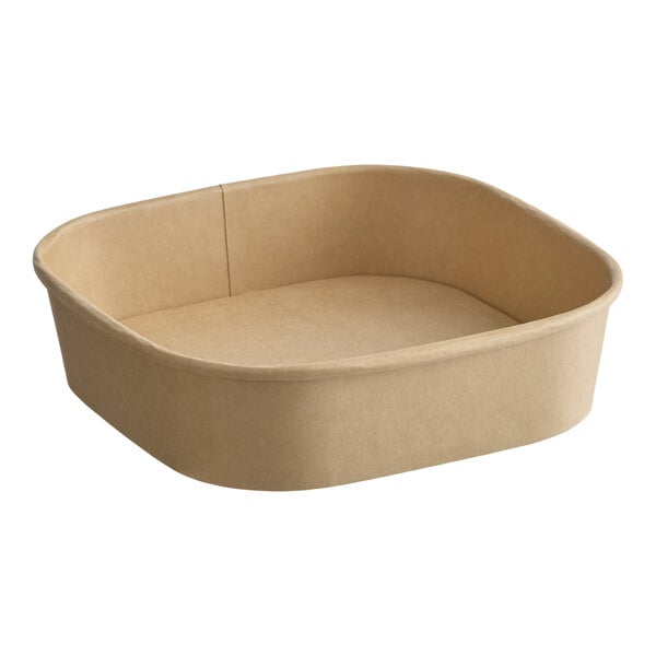 Choice 24 oz. Square Kraft PE-Lined Microwavable Take-Out Container - 300/Case