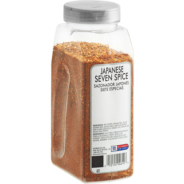A case of McCormick Culinary Japanese Seven Spice with a white label.