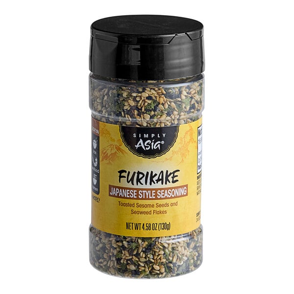 A case of 6 Simply Asia Furikake seasoning jars with black lids and labels.