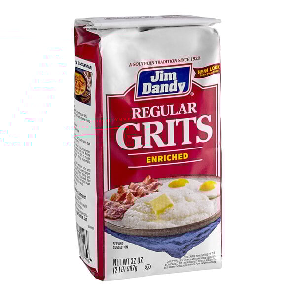 A white bag of Jim Dandy Regular Grits.