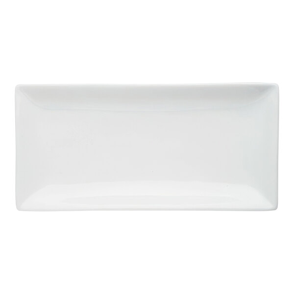 A white rectangular Libbey Porcelana sushi platter.