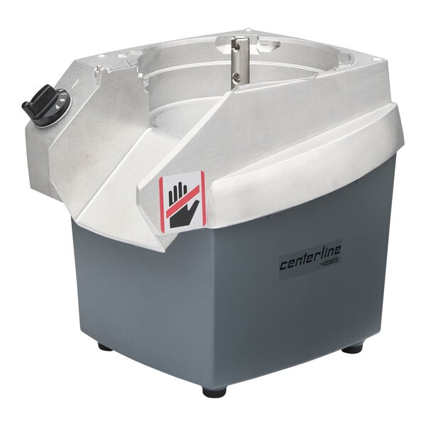 A Centerline by Hobart commercial food processor with a stainless steel bowl and silver lid.