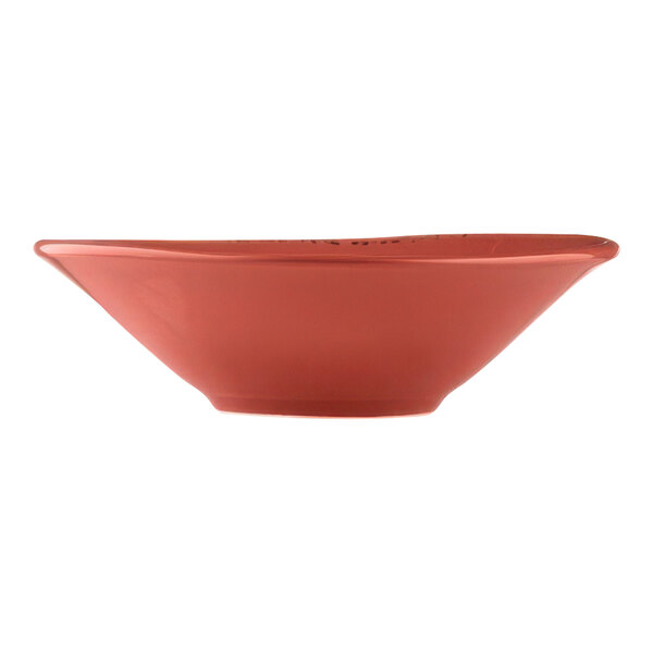 A Libbey round barn red porcelain fruit bowl.