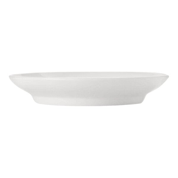 A white round porcelain pasta bowl.