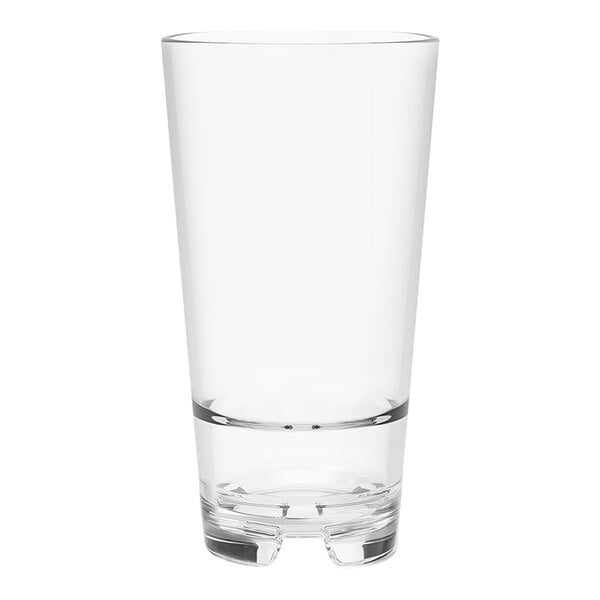A Tossware Reserve clear plastic mixing glass with a white background.