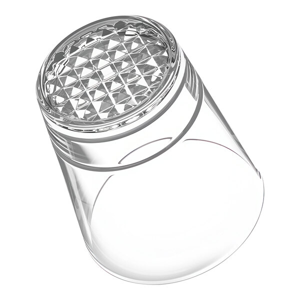 A Tossware stackable rocks glass with a diamond-cut base on a white background.