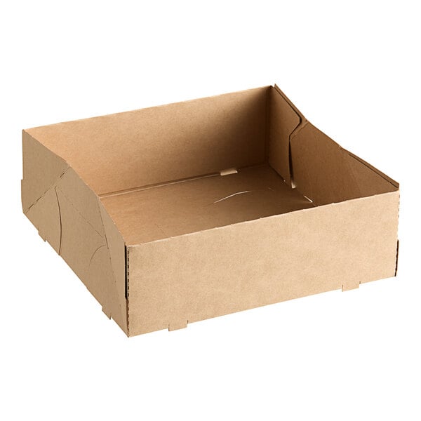 A Southern Champion cardboard drink carrier with a lid open on a white background.