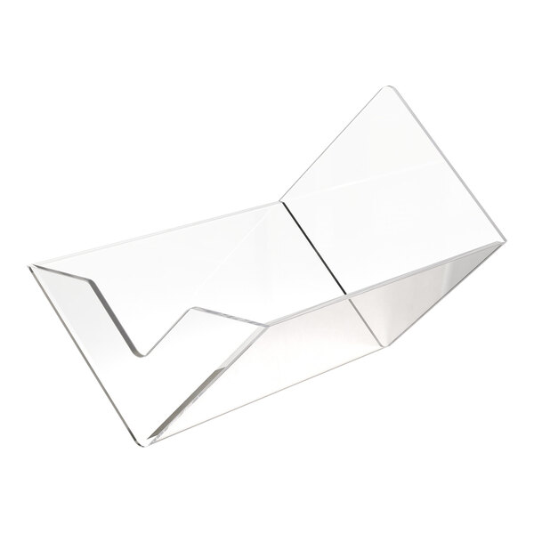 A clear plastic half-drawer for a bakery display case with a curved edge.