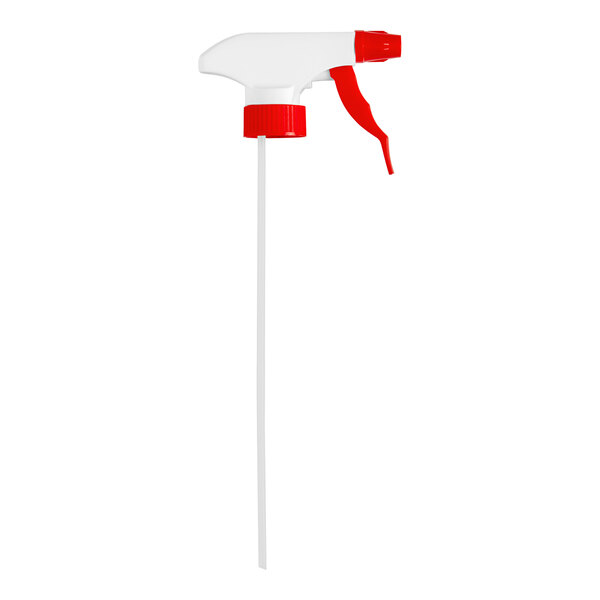 A Lavex red plastic sprayer with a white nozzle and trigger.
