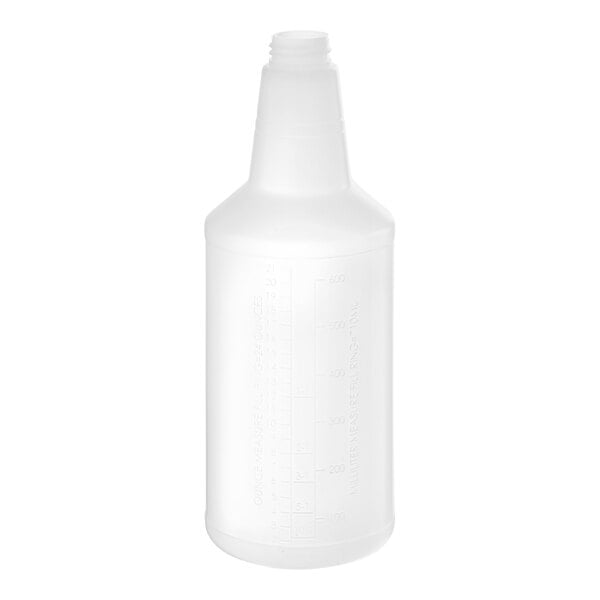 A clear, unlabeled 24 oz. plastic bottle with measurement markings.
