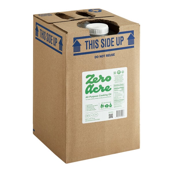 A brown box of Zero Acre All-Purpose Cooking Oil with a white cap.