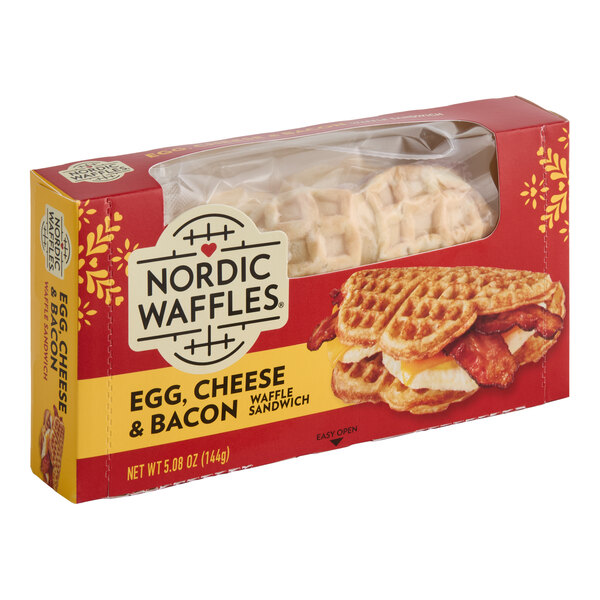 Nordic Waffles Bacon Egg and Cheese Waffle Sandwich 5 oz. - 12/Case