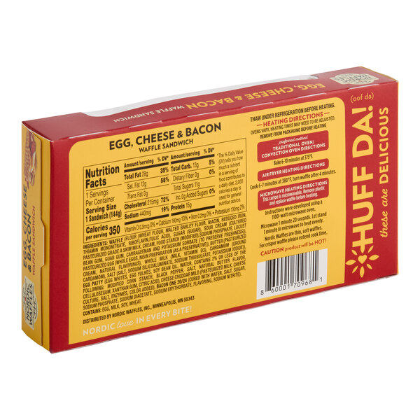Nordic Waffles Bacon Egg and Cheese Waffle Sandwich 5 oz. - 12/Case