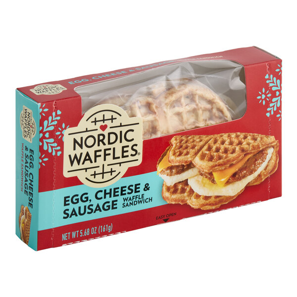 Nordic Waffles Sausage Egg and Cheese Waffle Sandwich 5.6 oz. - 12/Case
