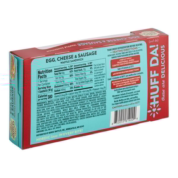 Nordic Waffles Sausage Egg and Cheese Waffle Sandwich 5.6 oz. - 12/Case