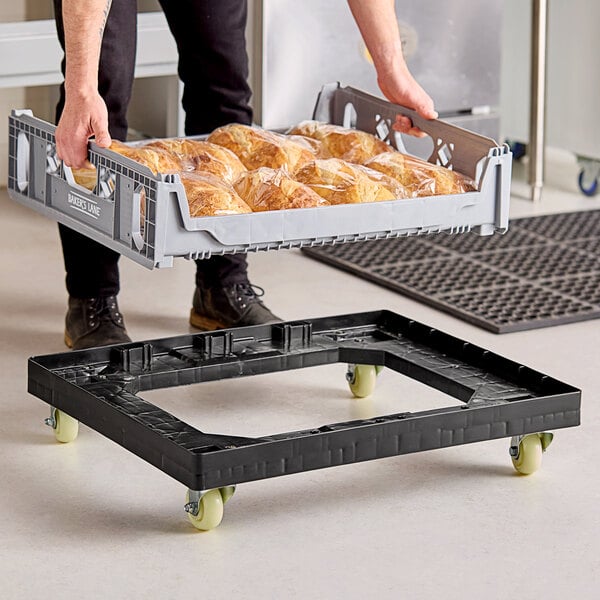 Baker's Lane 26" x 22" x 6" Black Bread Tray Dolly