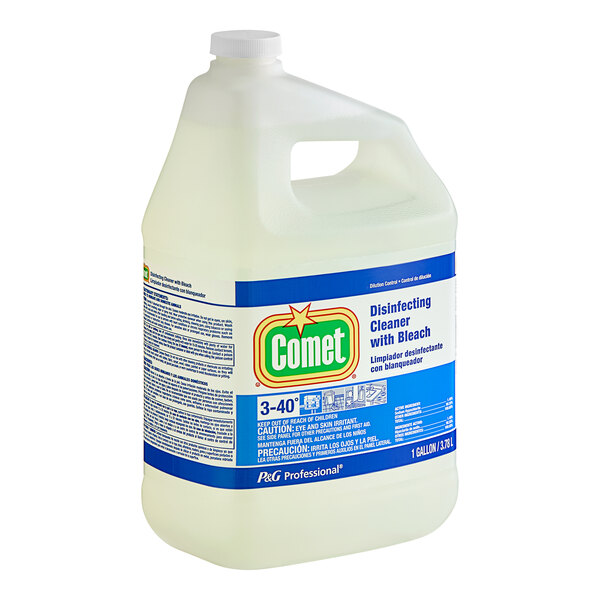 A white jug of Comet disinfectant cleaner with a blue and white label.