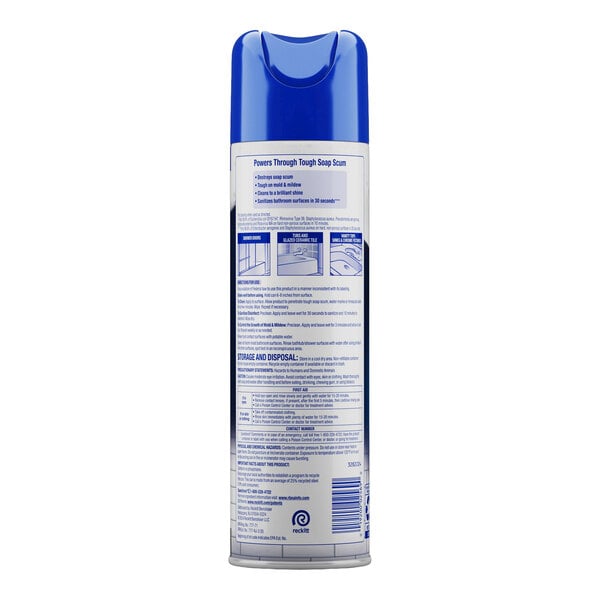 A 24 oz. can of Lysol Power Foamer Bathroom Cleaner Spray with a blue cap.