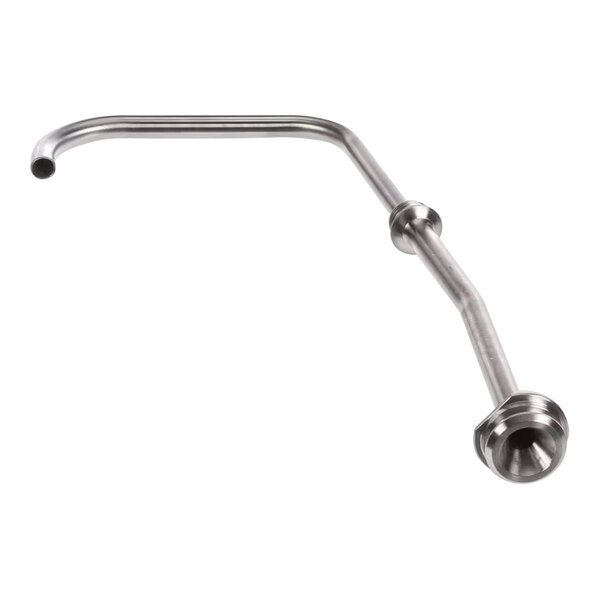 A stainless steel curved discharge tube with a ball.