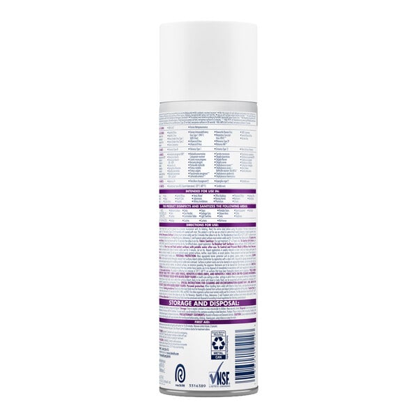 A 19 oz. can of Lysol Brand III multi-surface disinfectant spray with product information and instructions on the back label.