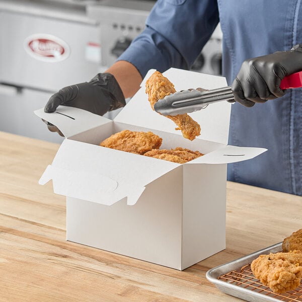 Choice 9" x 5" x 6 3/4" White Barn Take-Out Lunch / Chicken Box with Handle - 150/Case